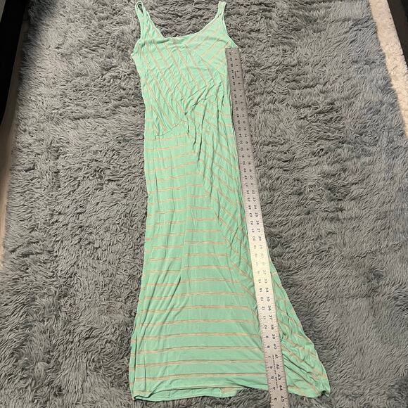 Vintage Y2K Charlotte Russe Mint Green Striped Maxi Dress USA Made Large - Picture 3 of 6